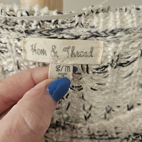 Hem & Thread Marled Knit Sweater - Black and White - Picture 2 of 3